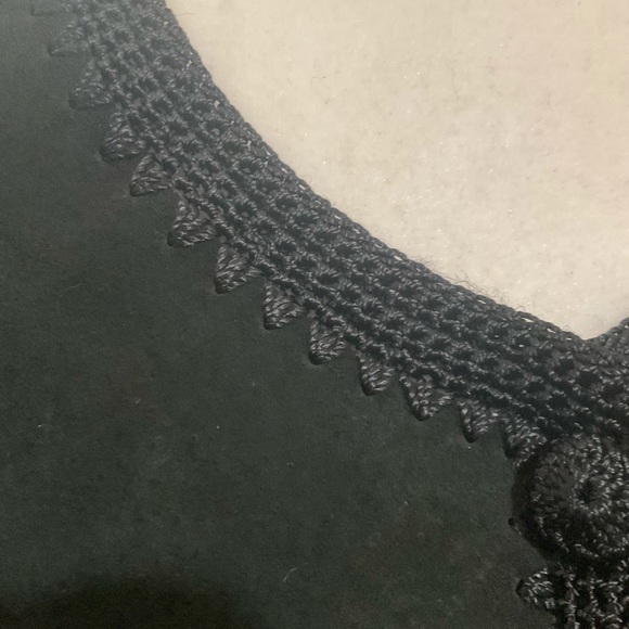 “Kroshetta” Vintage Crochet/ Lace Black Suede Vest. - Picture 5 of 11